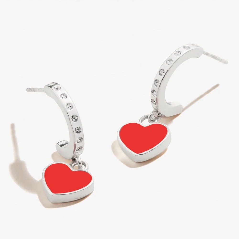 Alex and Ani Heart Hoop Earrings . 925 Sterling Silver